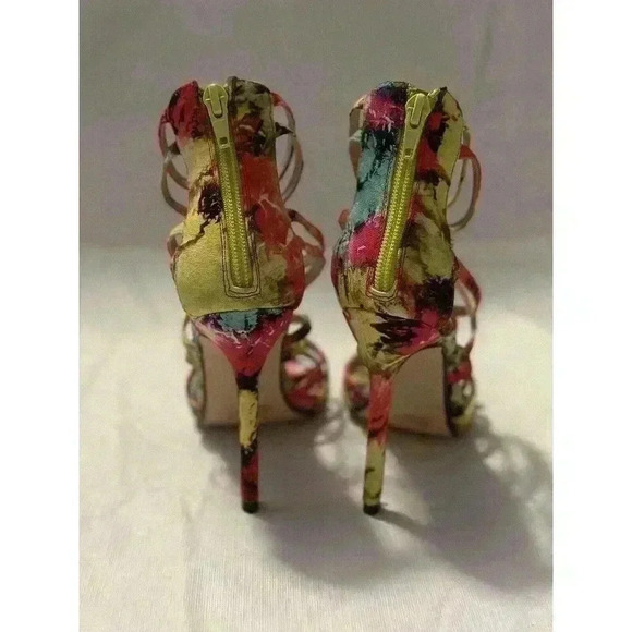 Lemon Drop Tenderly Size 6 Tie-Dye Zipper up Strappy High Heels Colorful Barbie - Picture 4 of 7